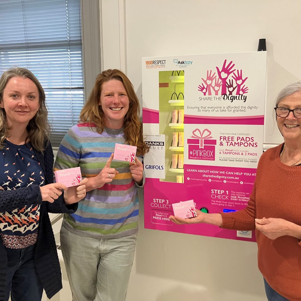 Share the Dignity Vending machine in Launceston supports people living with period poverty